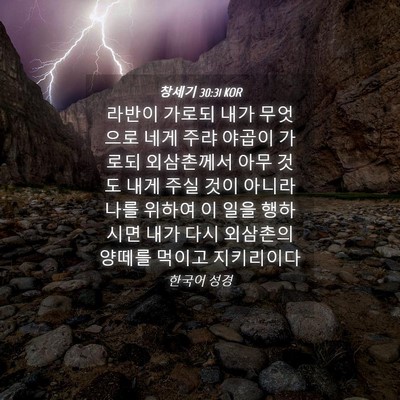 Picture 04 - 창세기 30:31 KOR - 라반이 가로되 내가 무엇으로 네게 - Bible Verse Picture
