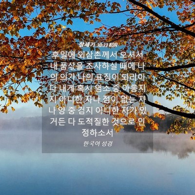 Picture 04 - 창세기 30:33 KOR - 후일에 외삼촌께서 오셔서 내 품삯을 - Bible Verse Picture