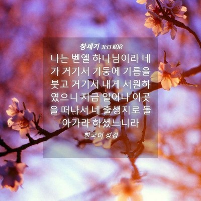Picture 04 - 창세기 31:13 KOR - 나는 벧엘 하나님이라 네가 거기서 - Bible Verse Picture