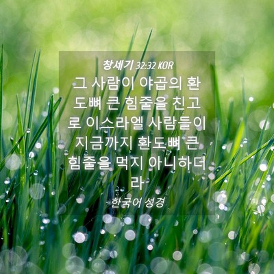 Picture 04 - 창세기 32:32 KOR - 그 사람이 야곱의 환도뼈 큰 힘줄을 - Bible Verse Picture