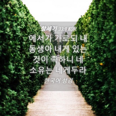 Picture 04 - 창세기 33:9 KOR - 에서가 가로되 내 동생아 내게 있는 - Bible Verse Picture