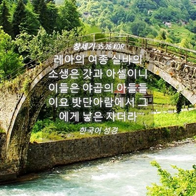 Picture 04 - 창세기 35:26 KOR - 레아의 여종 실바의 소생은 갓과 - Bible Verse Picture