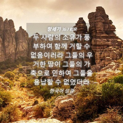 Picture 04 - 창세기 36:7 KOR - 두 사람의 소유가 풍부하여 함께 - Bible Verse Picture