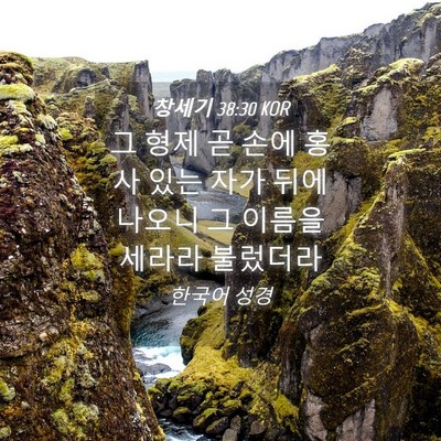 Picture 04 - 창세기 38:30 KOR - 그 형제 곧 손에 홍사 있는 자가 뒤에 - Bible Verse Picture