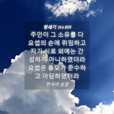 Picture 04 - 창세기 39:6 KOR - 주인이 그 소유를 다 요셉의 손에 - Bible Verse Picture