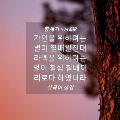 Picture 04 - 창세기 4:24 KOR - 가인을 위하여는 벌이 칠배일진대 - Bible Verse Picture