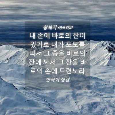 Picture 04 - 창세기 40:11 KOR - 내 손에 바로의 잔이 있기로 내가 - Bible Verse Picture
