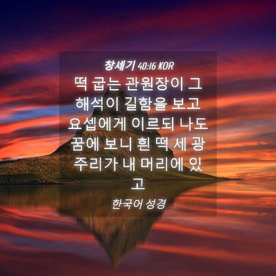 Picture 04 - 창세기 40:16 KOR - 떡 굽는 관원장이 그 해석이 길함을 - Bible Verse Picture