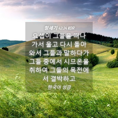 Picture 04 - 창세기 42:24 KOR - 요셉이 그들을 떠나 가서 울고 다시 - Bible Verse Picture
