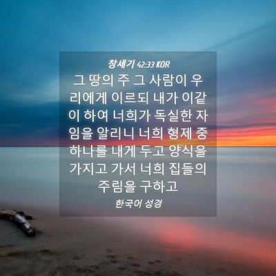 Picture 04 - 창세기 42:33 KOR - 그 땅의 주 그 사람이 우리에게 - Bible Verse Picture