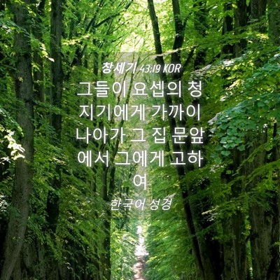 Picture 04 - 창세기 43:19 KOR - 그들이 요셉의 청지기에게 가까이 - Bible Verse Picture