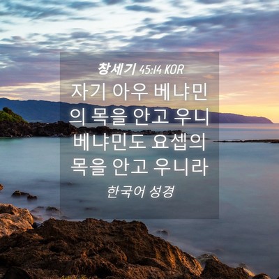 Picture 04 - 창세기 45:14 KOR - 자기 아우 베냐민의 목을 안고 우니 - Bible Verse Picture