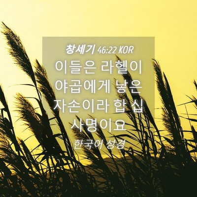 Picture 04 - 창세기 46:22 KOR - 이들은 라헬이 야곱에게 낳은 - Bible Verse Picture
