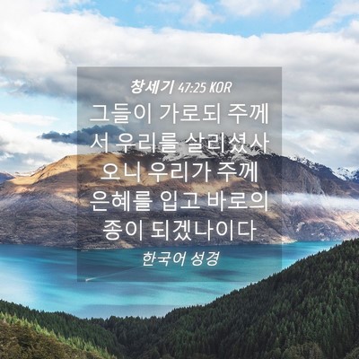 Picture 04 - 창세기 47:25 KOR - 그들이 가로되 주께서 우리를 - Bible Verse Picture