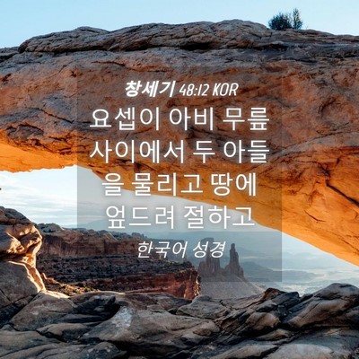 Picture 04 - 창세기 48:12 KOR - 요셉이 아비 무릎 사이에서 두 - Bible Verse Picture