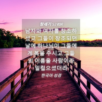 Picture 04 - 창세기 5:2 KOR - 남자와 여자를 창조하셨고 그들이 - Bible Verse Picture