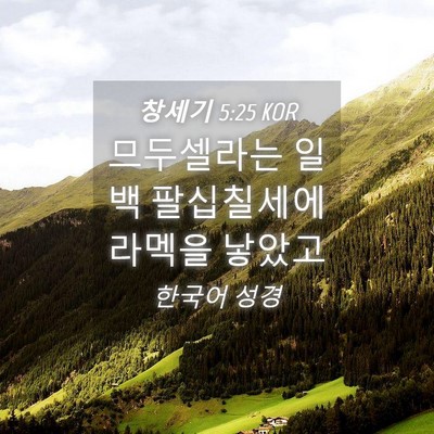 Picture 04 - 창세기 5:25 KOR - 므두셀라는 일백 팔십칠세에 라멕을 - Bible Verse Picture