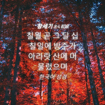 Picture 04 - 창세기 8:4 KOR - 칠월 곧 그 달 십칠일에 방주가 - Bible Verse Picture