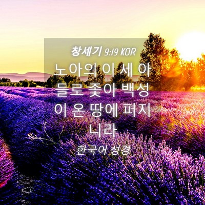 Picture 04 - 창세기 9:19 KOR - 노아의 이 세 아들로 좇아 백성이 온 - Bible Verse Picture