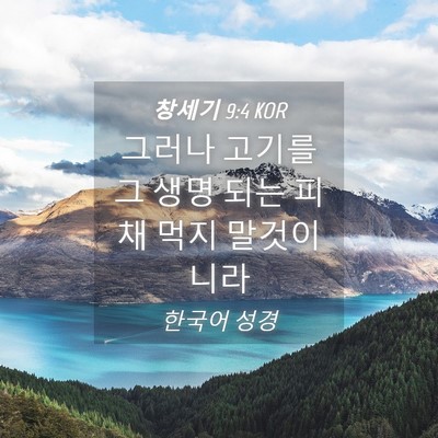 Picture 04 - 창세기 9:4 KOR - 그러나 고기를 그 생명 되는 피채 - Bible Verse Picture