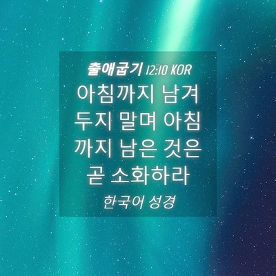 Picture 04 - 출애굽기 12:10 KOR - 아침까지 남겨 두지 말며 아침까지 - Bible Verse Picture