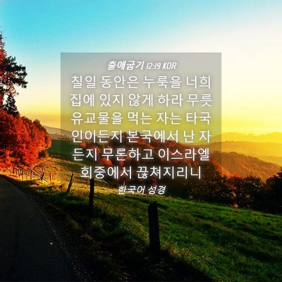 Picture 04 - 출애굽기 12:19 KOR - 칠일 동안은 누룩을 너희 집에 있지 - Bible Verse Picture