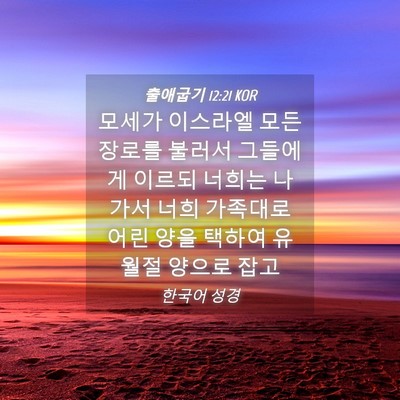 Picture 04 - 출애굽기 12:21 KOR - 모세가 이스라엘 모든 장로를 불러서 - Bible Verse Picture