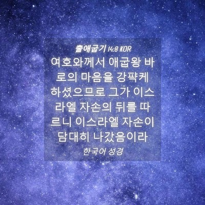Picture 04 - 출애굽기 14:8 KOR - 여호와께서 애굽왕 바로의 마음을 - Bible Verse Picture