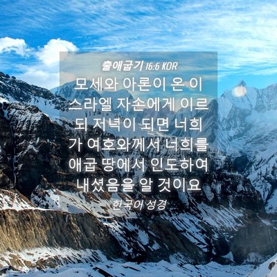 Picture 04 - 출애굽기 16:6 KOR - 모세와 아론이 온 이스라엘 자손에게 - Bible Verse Picture
