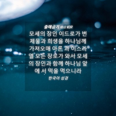 Picture 04 - 출애굽기 18:12 KOR - 모세의 장인 이드로가 번제물과 - Bible Verse Picture