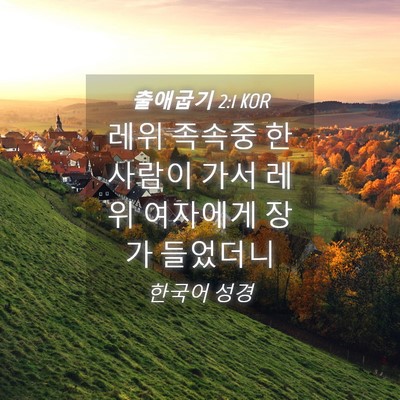 Picture 04 - 출애굽기 2:1 KOR - 레위 족속중 한 사람이 가서 레위 - Bible Verse Picture
