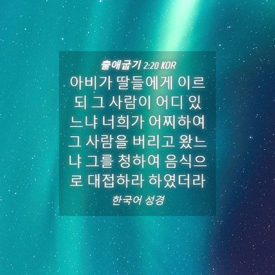 Picture 04 - 출애굽기 2:20 KOR - 아비가 딸들에게 이르되 그 사람이 - Bible Verse Picture