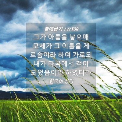 Picture 04 - 출애굽기 2:22 KOR - 그가 아들을 낳으매 모세가 그 - Bible Verse Picture