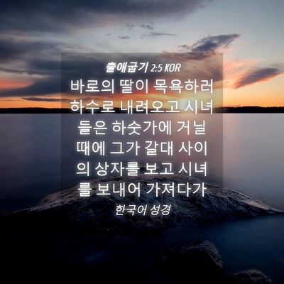 Picture 04 - 출애굽기 2:5 KOR - 바로의 딸이 목욕하러 하수로 - Bible Verse Picture