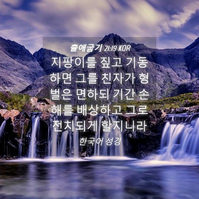 Picture 04 - 출애굽기 21:19 KOR - 지팡이를 짚고 기동하면 그를 친자가 - Bible Verse Picture