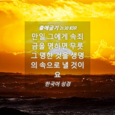 Picture 04 - 출애굽기 21:30 KOR - 만일 그에게 속죄금을 명하면 무릇 - Bible Verse Picture