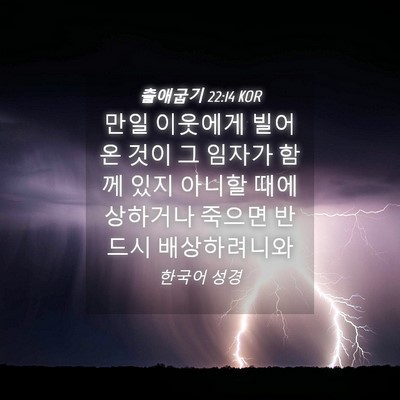 Picture 04 - 출애굽기 22:14 KOR - 만일 이웃에게 빌어온 것이 그 - Bible Verse Picture