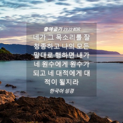 Picture 04 - 출애굽기 23:22 KOR - 네가 그 목소리를 잘 청종하고 나의 - Bible Verse Picture