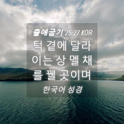 Picture 04 - 출애굽기 25:27 KOR - 턱 곁에 달라 이는 상 멜 채를 꿸 - Bible Verse Picture