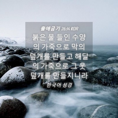 Picture 04 - 출애굽기 26:14 KOR - 붉은 물 들인 수양의 가죽으로 막의 - Bible Verse Picture