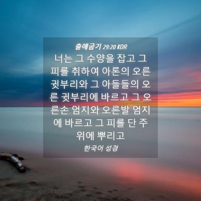 Picture 04 - 출애굽기 29:20 KOR - 너는 그 수양을 잡고 그 피를 취하여 - Bible Verse Picture