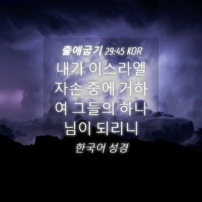 Picture 04 - 출애굽기 29:45 KOR - 내가 이스라엘 자손 중에 거하여 - Bible Verse Picture