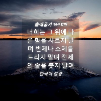 Picture 04 - 출애굽기 30:9 KOR - 너희는 그 위에 다른 향을 사르지 - Bible Verse Picture