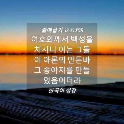 Picture 04 - 출애굽기 32:35 KOR - 여호와께서 백성을 치시니 이는 - Bible Verse Picture