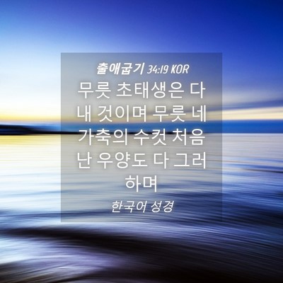 Picture 04 - 출애굽기 34:19 KOR - 무릇 초태생은 다 내 것이며 무릇 네 - Bible Verse Picture