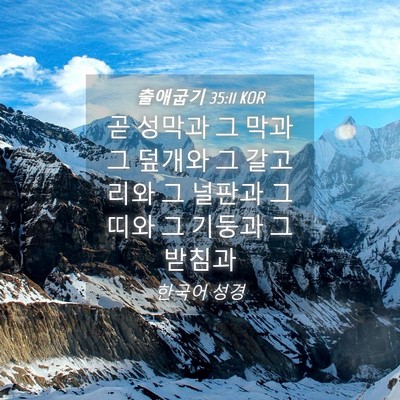 Picture 04 - 출애굽기 35:11 KOR - 곧 성막과 그 막과 그 덮개와 그 - Bible Verse Picture