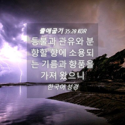 Picture 04 - 출애굽기 35:28 KOR - 등불과 관유와 분향할 향에 소용되는 - Bible Verse Picture