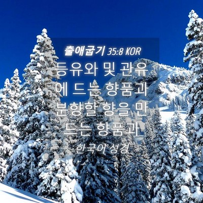 Picture 04 - 출애굽기 35:8 KOR - 등유와 및 관유에 드는 향품과 - Bible Verse Picture