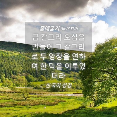 Picture 04 - 출애굽기 36:13 KOR - 금 갈고리 오십을 만들어 그 - Bible Verse Picture