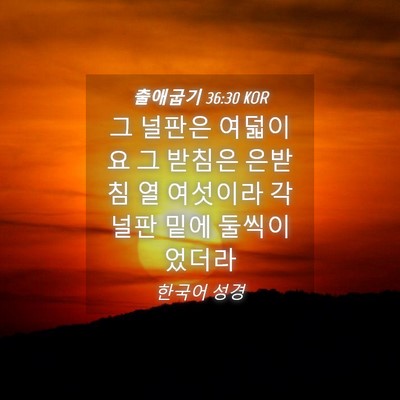 Picture 04 - 출애굽기 36:30 KOR - 그 널판은 여덟이요 그 받침은 - Bible Verse Picture